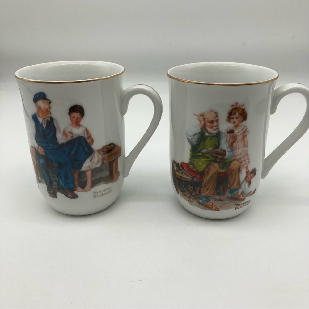 Norman Rockwell coffee cups “The Cobbler“ and “The Lighthouse Keepers Da…